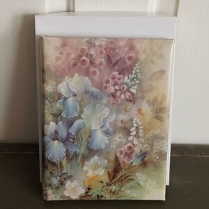 Lena Liu Floral Funeral Guest Book Memorial Register Blue Iris 10x8 6Ring Binder